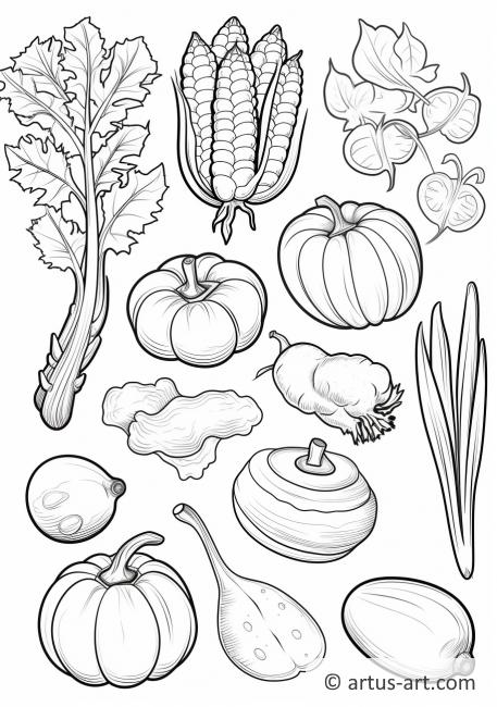 Different Autumn Vegetables Coloring Page